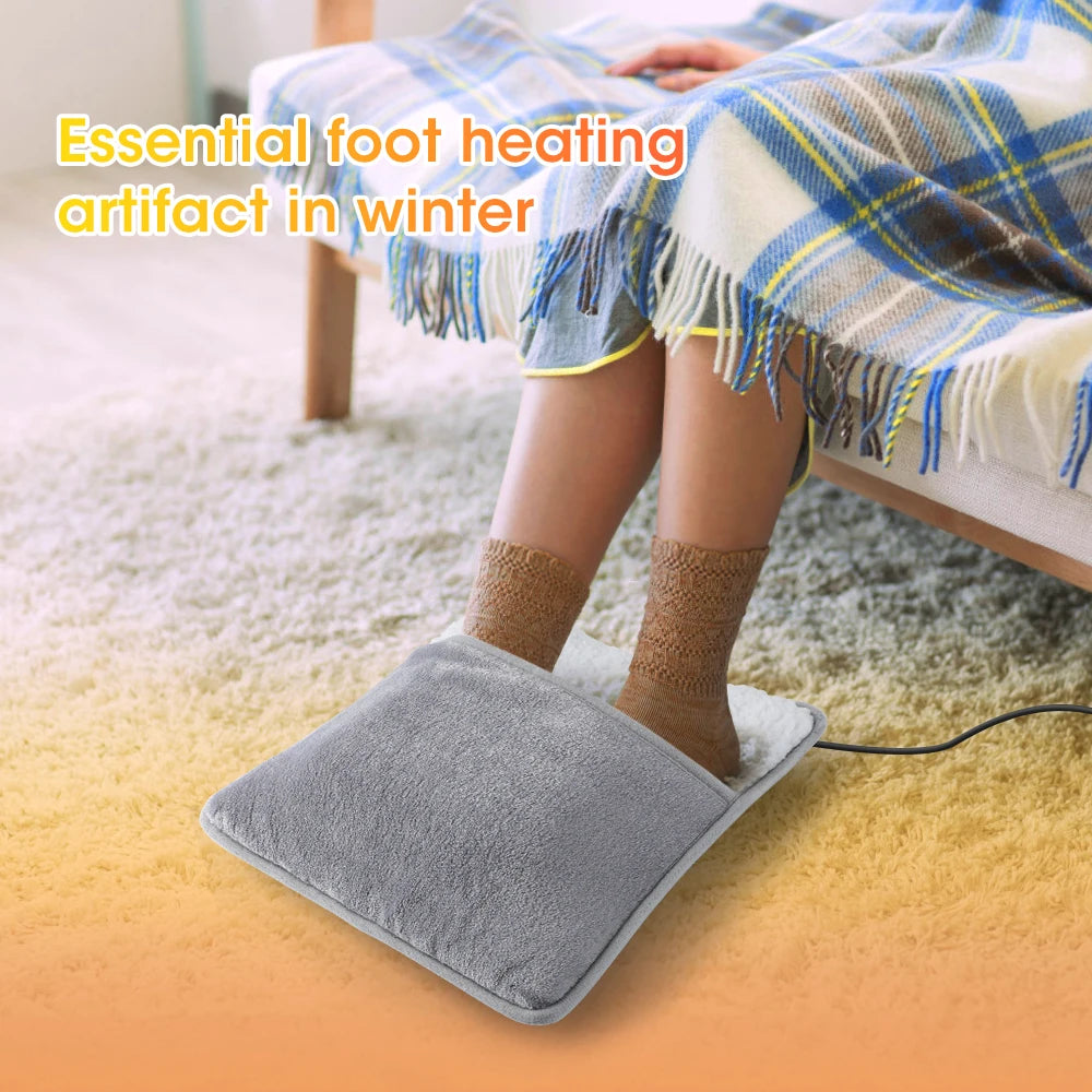Electric Foot Warmer Heated Pad - USB Rechargeable Plush Foot Heater for Winter