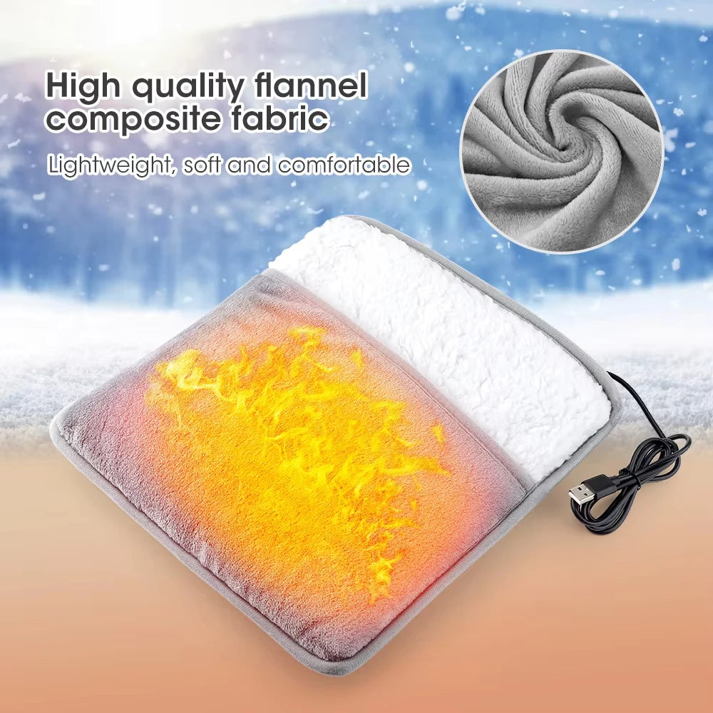 Electric Foot Warmer Heated Pad - USB Rechargeable Plush Foot Heater for Winter